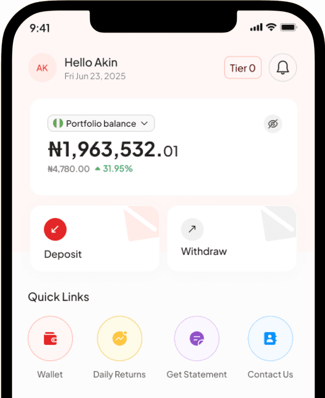 investment app dashboard